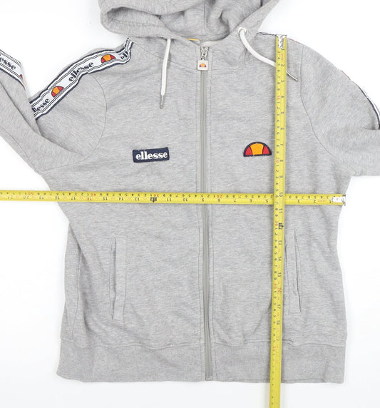 Ellesse Womens Grey Full Zip Hoodie UK 12 Logo Tape Detail