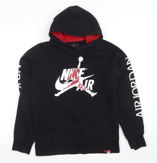 Nike Air Jordan Boys Black Pullover Hoodie 12-13 Years Graphic Print