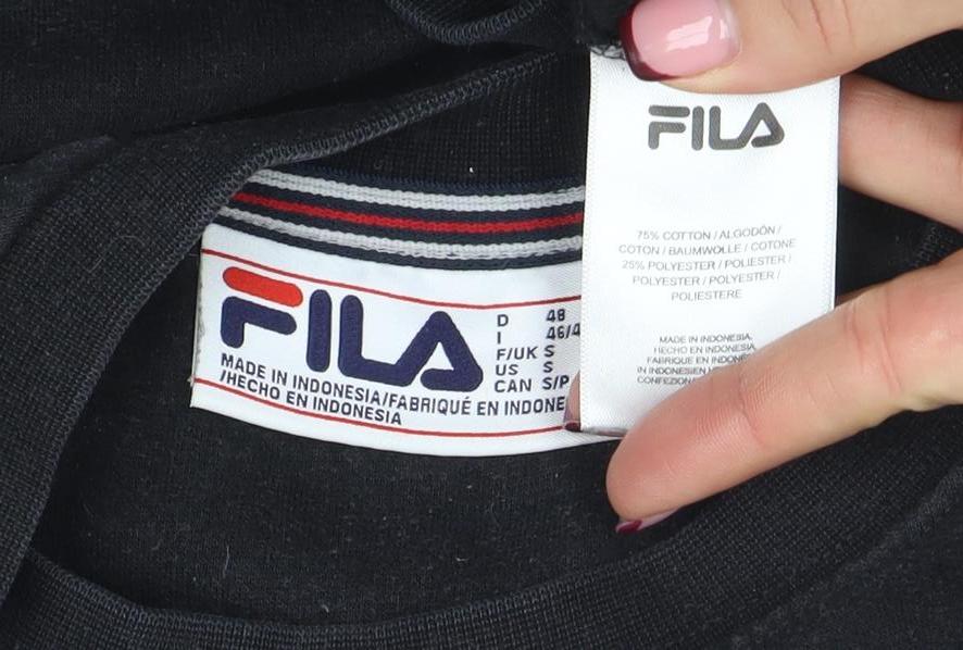 FILA Men's Black Crew Neck Pullover Sweatshirt L Regular Fit