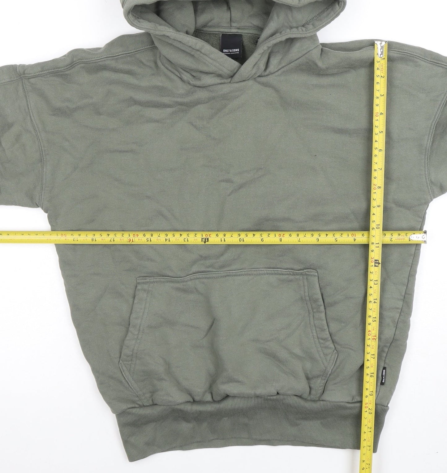 ONLY & SONS Men's Green XS Pullover Hoodie Fleece Cotton Blend