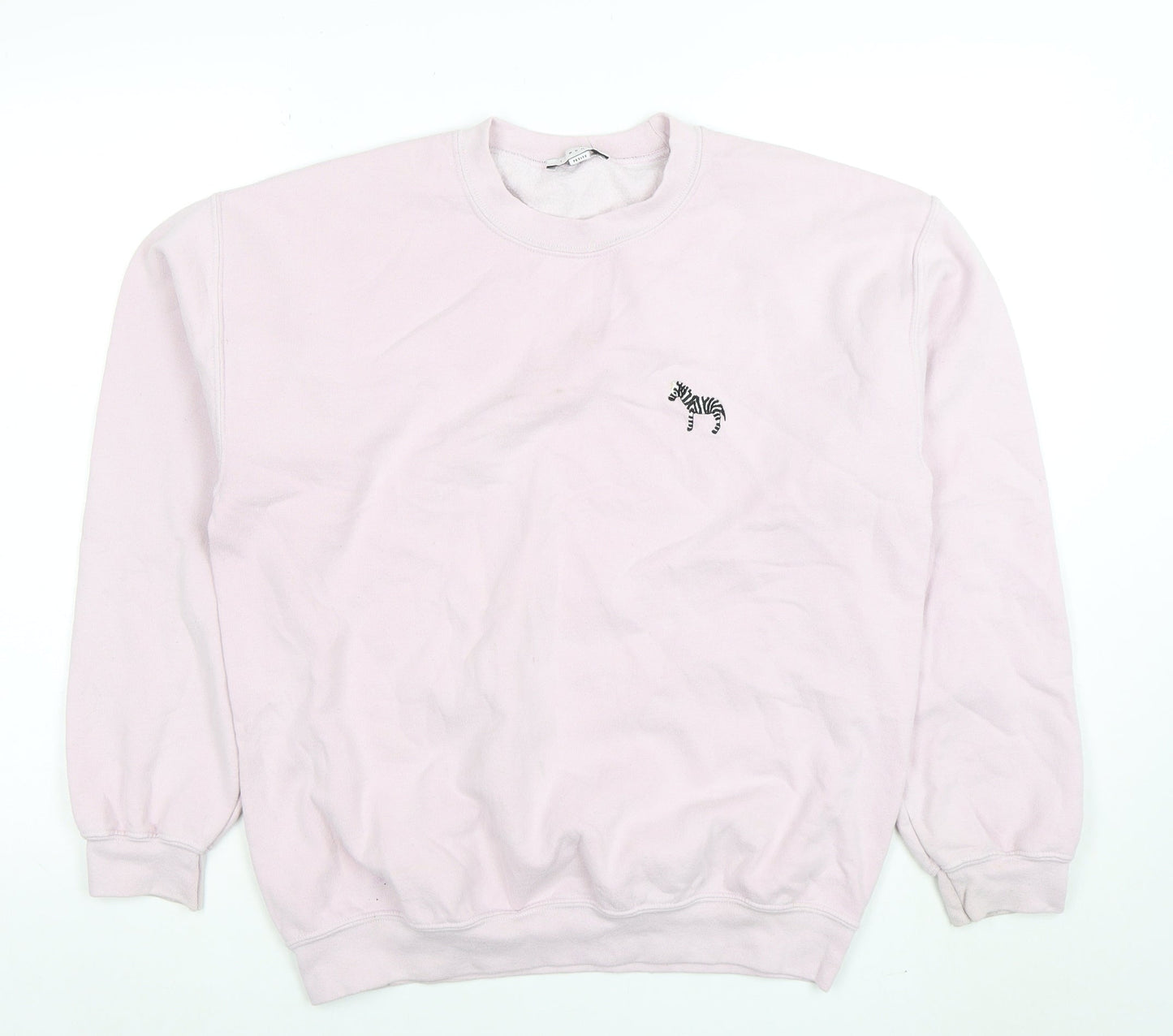 Topshop Women's Petite Pink Sweatshirt Zebra Embroidered UK M
