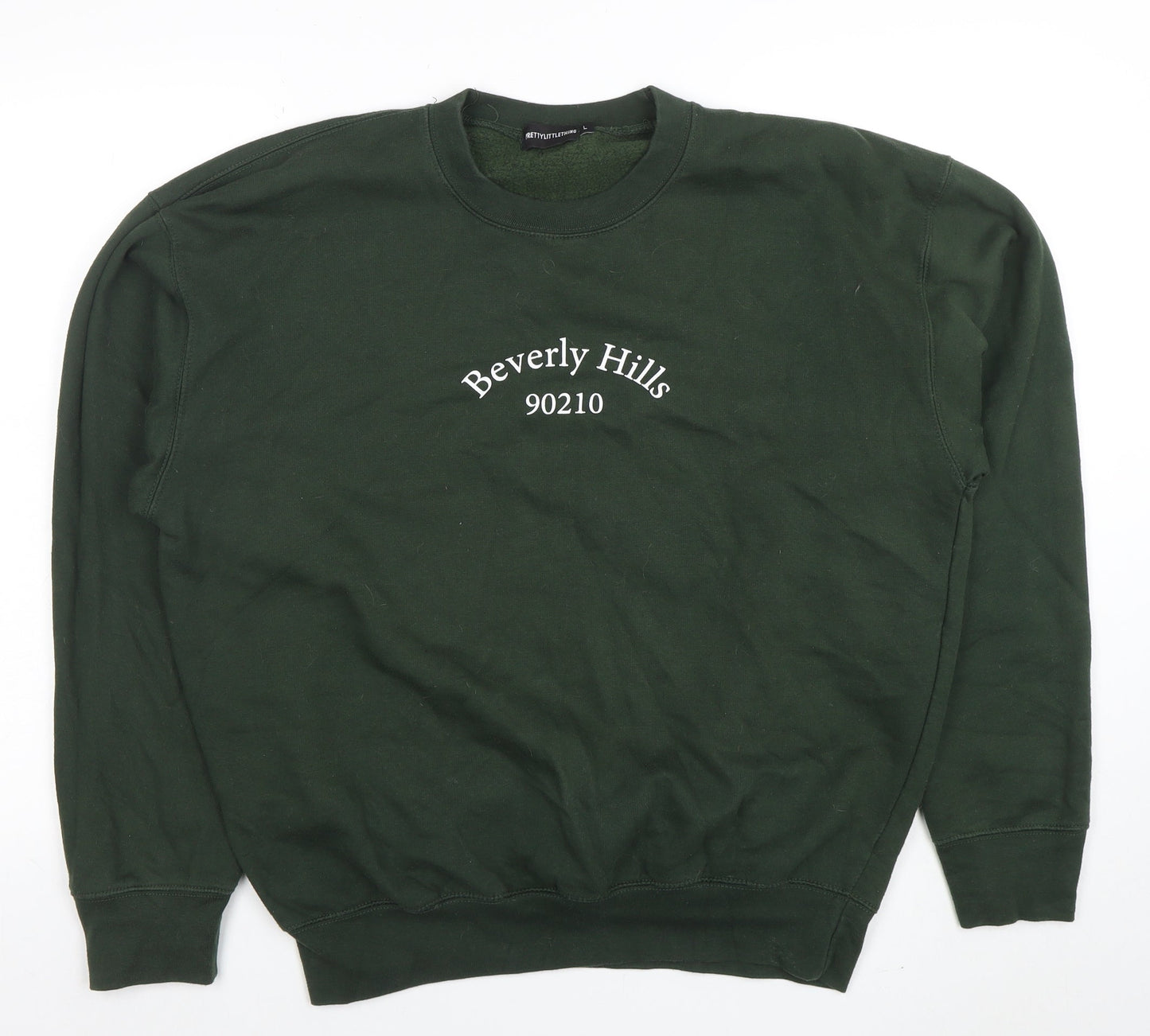 PrettyLittleThing Women’s Green Beverly Hills 90210 Crew Neck Sweatshirt Size L