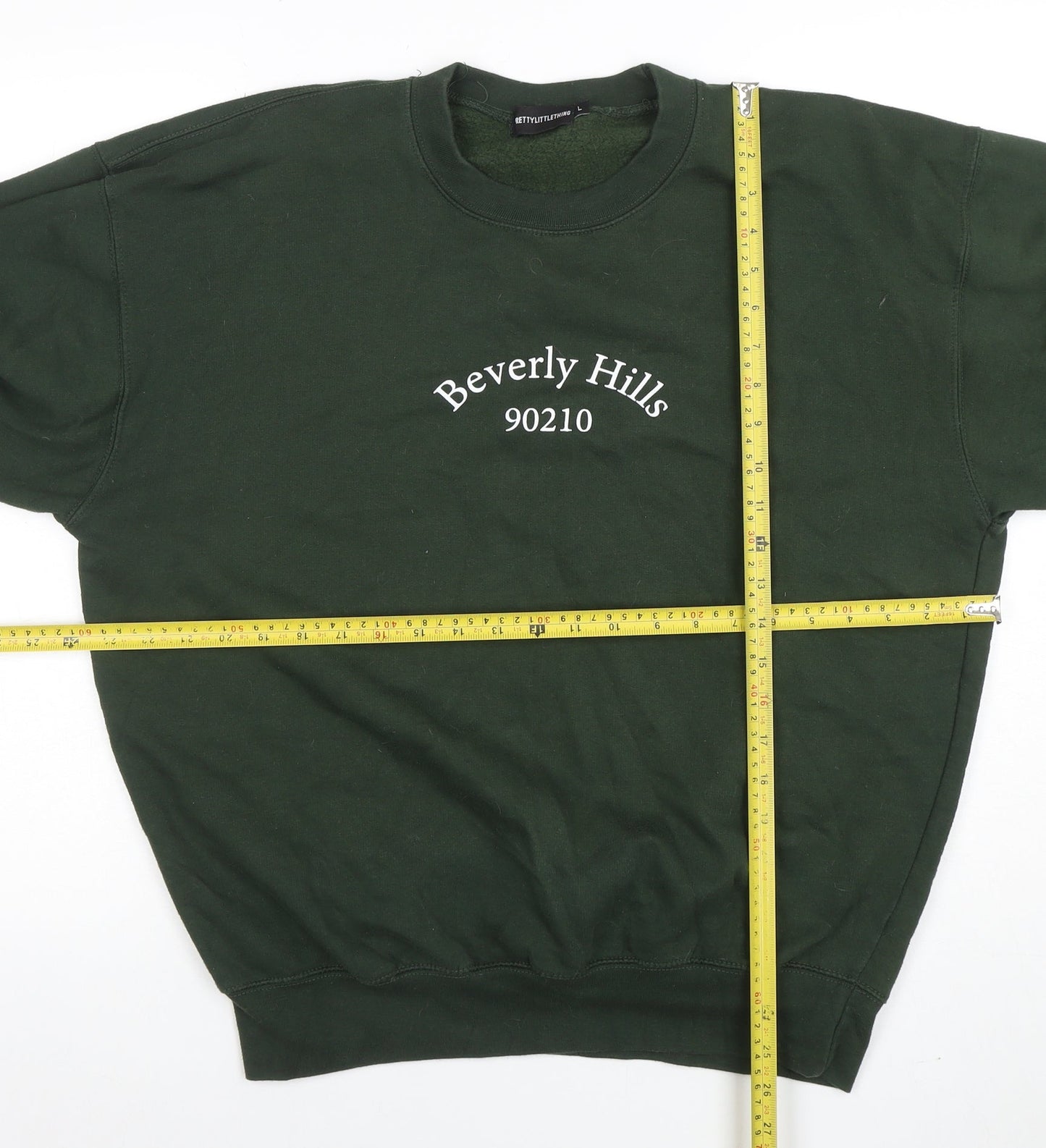 PrettyLittleThing Women’s Green Beverly Hills 90210 Crew Neck Sweatshirt Size L