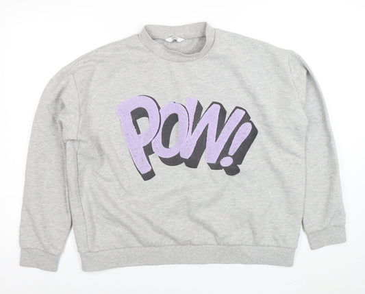 Envii Women Grey Sweatshirt Small POW Graphic Cotton Blend Casual