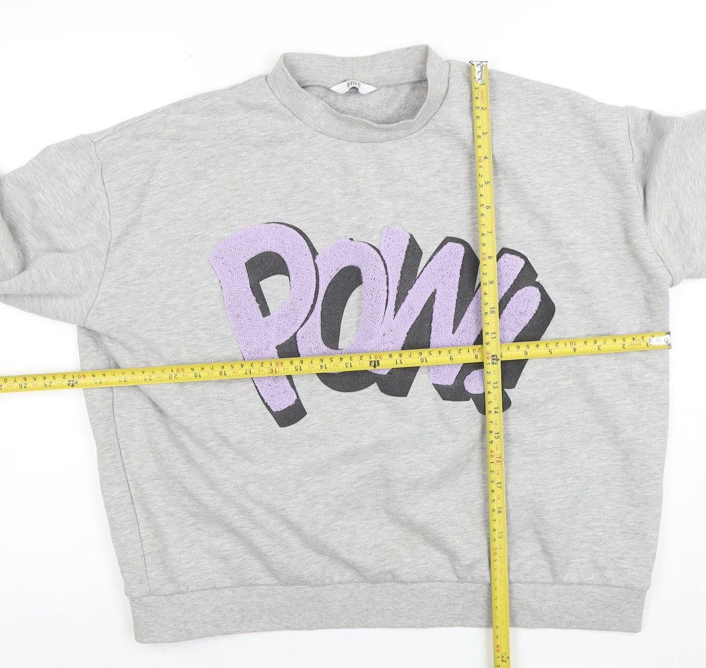 Envii Women Grey Sweatshirt Small POW Graphic Cotton Blend Casual