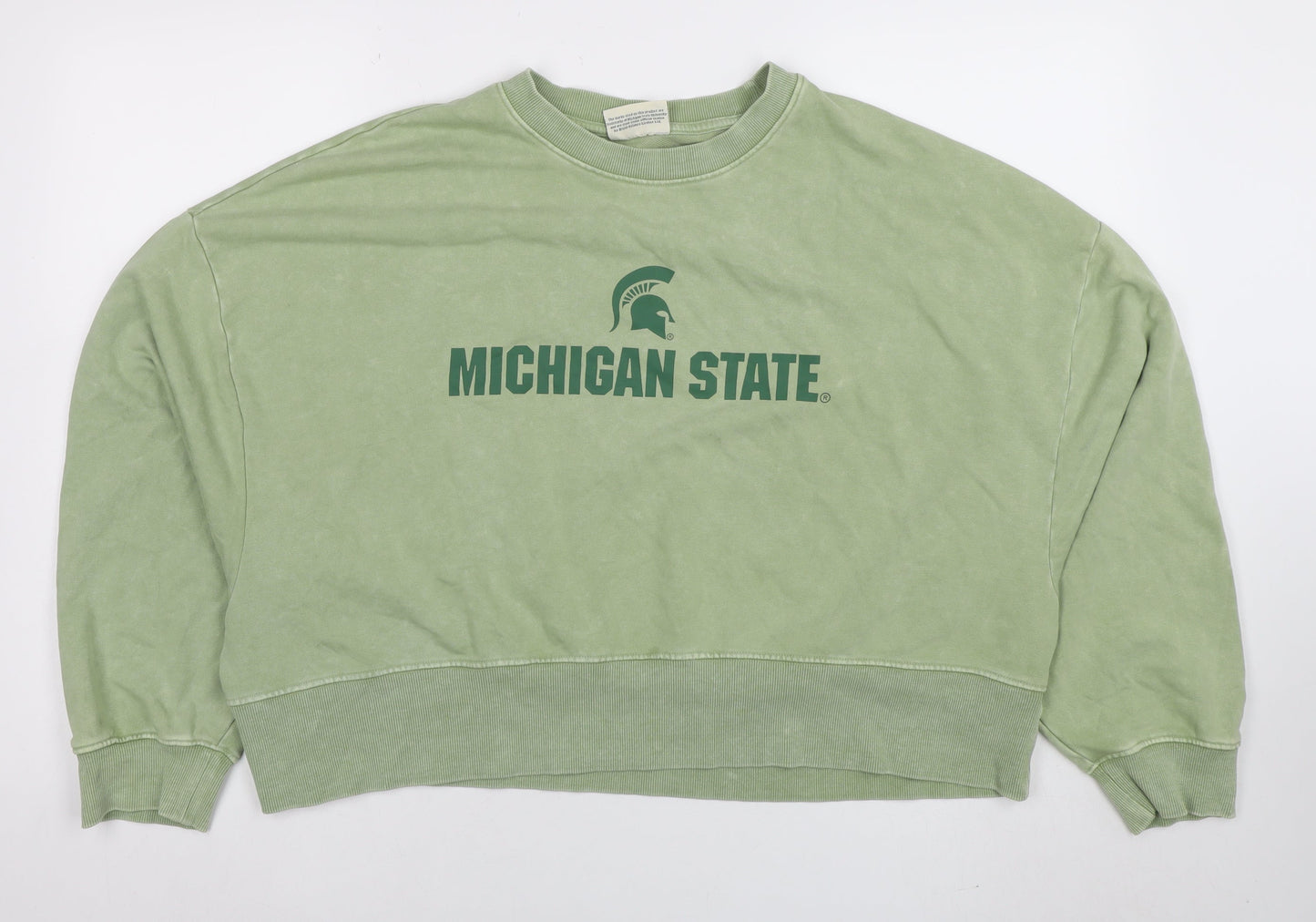MSU Women’s Green Crew Neck Pullover Sweatshirt Size L Cotton Blend