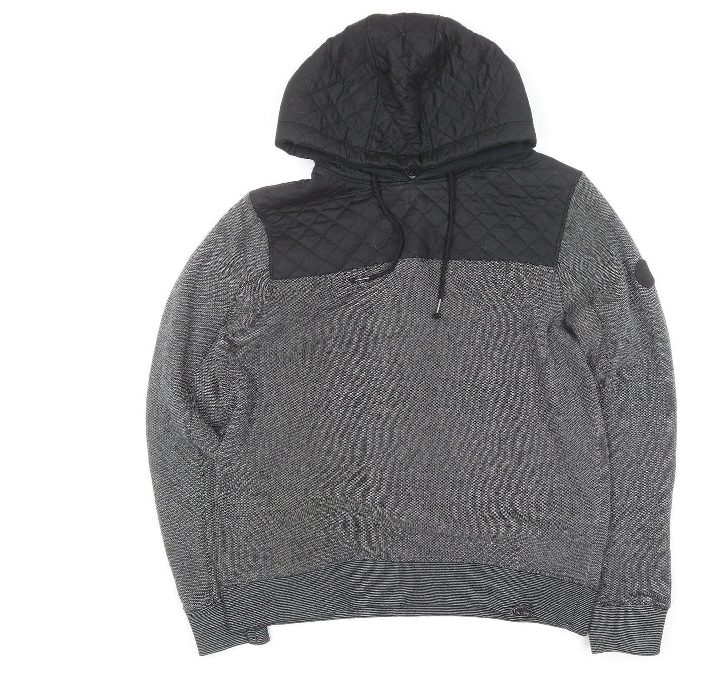 Firetrap Men’s Grey Quilted Pullover Hoodie Size L