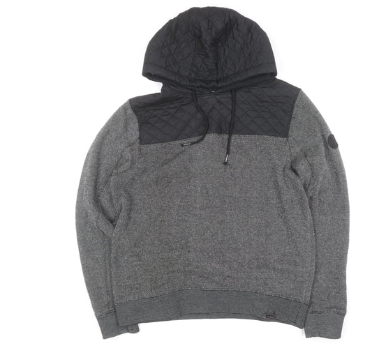 Firetrap Men’s Grey Quilted Pullover Hoodie Size L