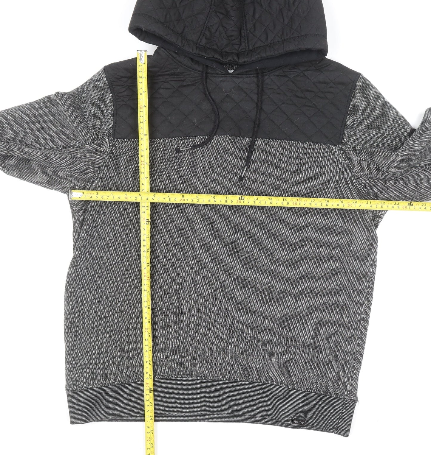 Firetrap Men’s Grey Quilted Pullover Hoodie Size L