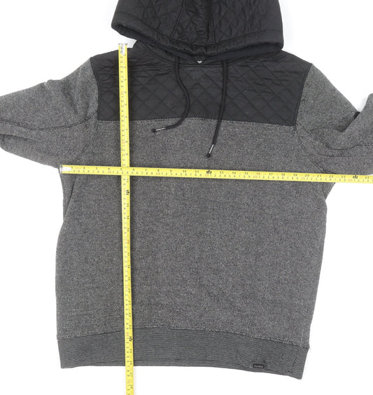 Firetrap Men’s Grey Quilted Pullover Hoodie Size L