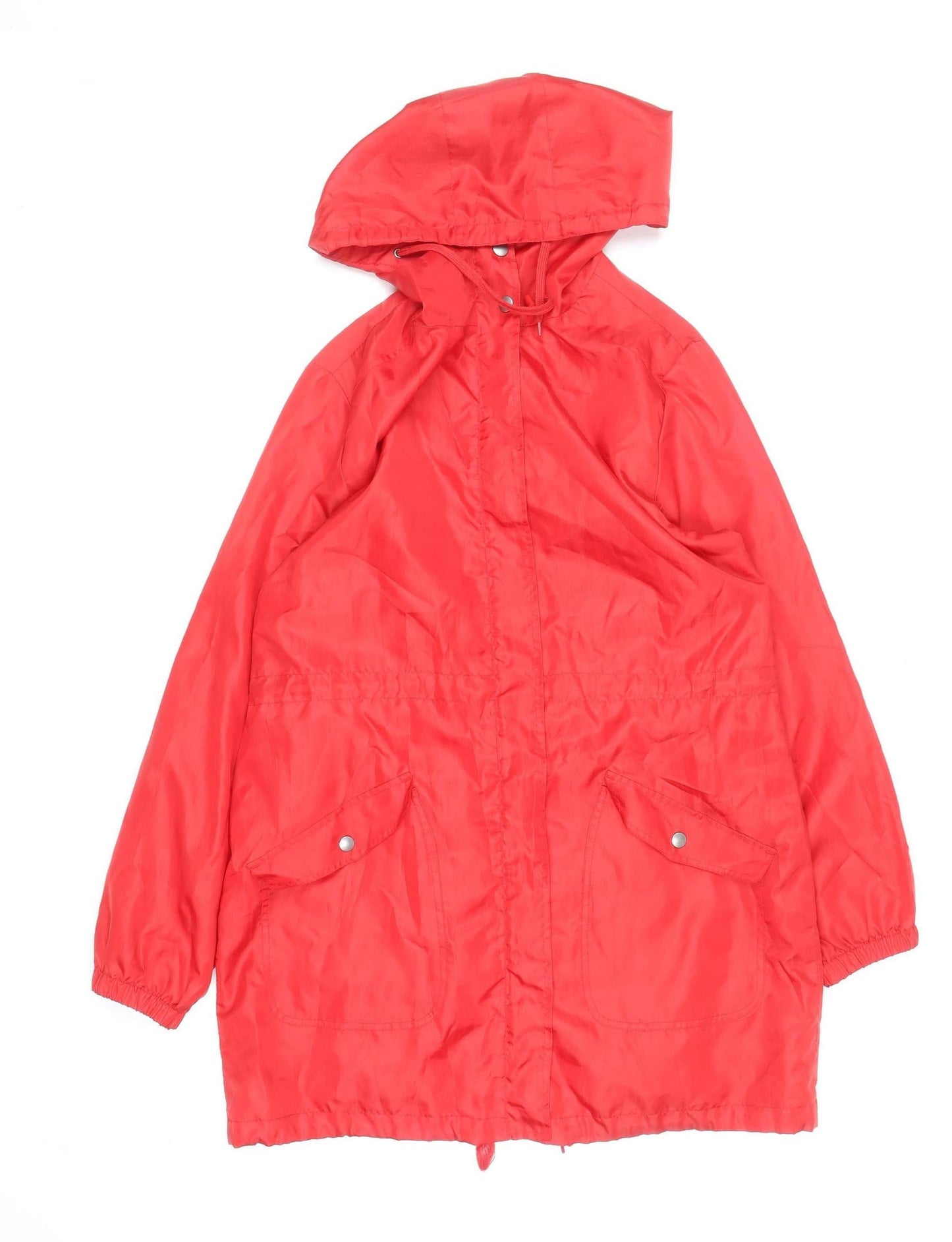 Label Be Women's Red Hooded Lightweight Anorak Jacket Size 14