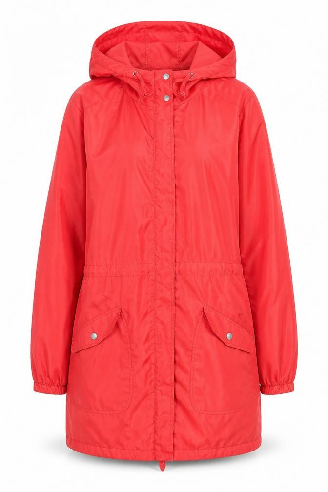 Label Be Women's Red Hooded Lightweight Anorak Jacket Size 14