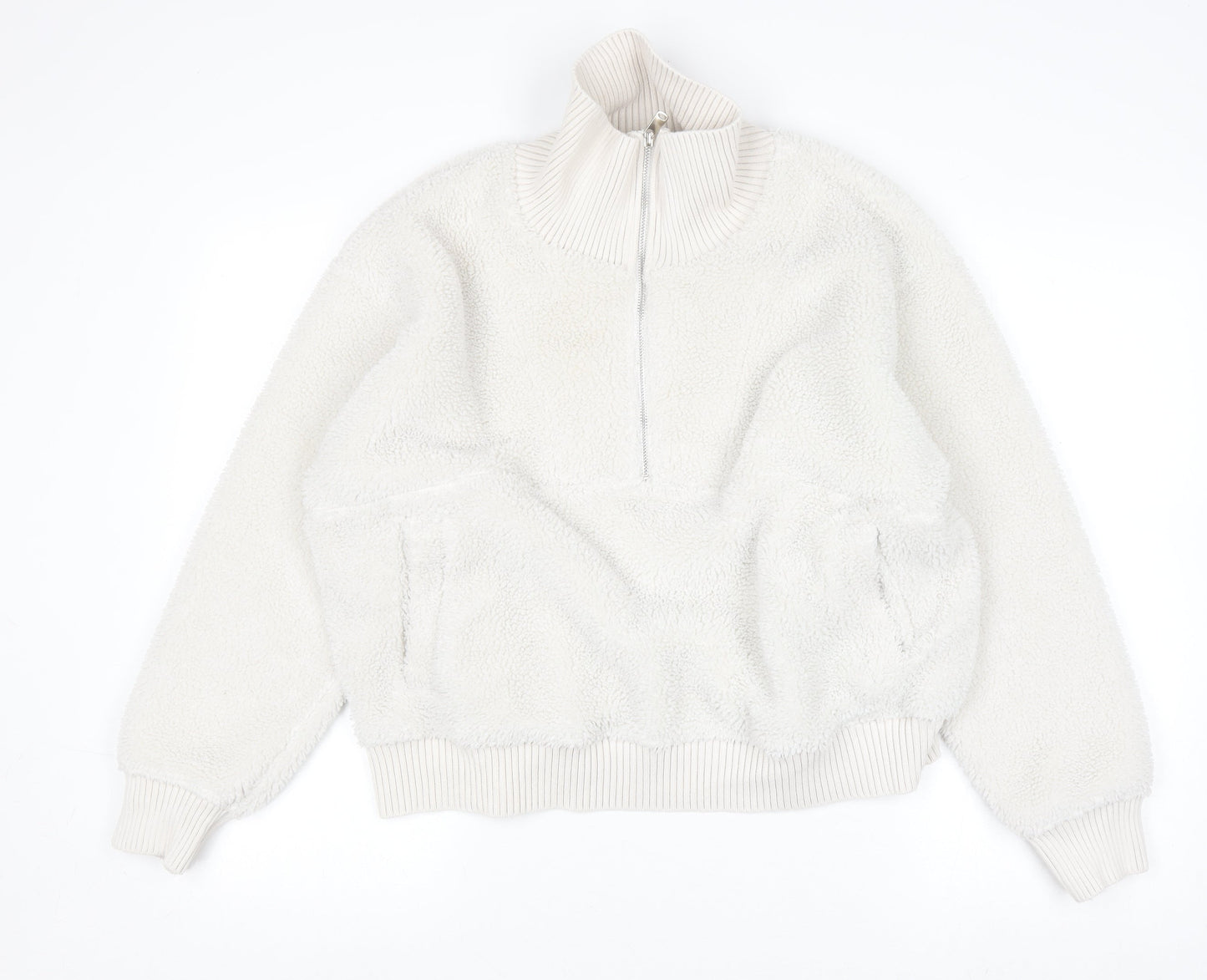 Marks and Spencer Women’s Ivory Fleece Half Zip Jacket Size L