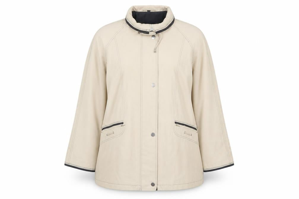 Ensign Women's Beige Mid-Length Lined Zip Jacket Size 16