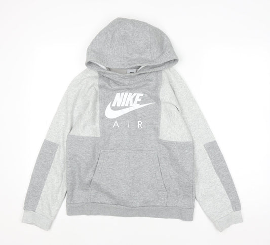 Nike Boys Grey Air Pullover Hoodie Size L 147-158cm Cotton Blend
