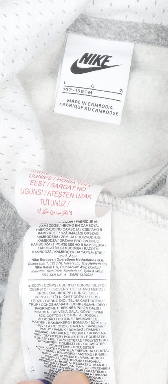 Nike Boys Grey Air Pullover Hoodie Size L 147-158cm Cotton Blend