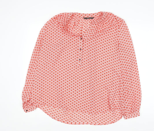 Dunnes Women Red Geometric Long Sleeve Blouse Size L Polyester
