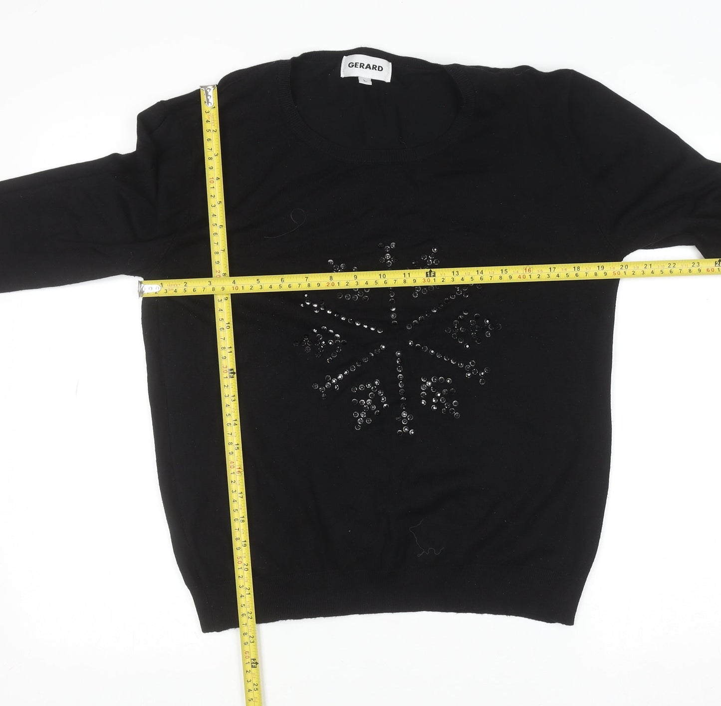 Gerard Women's Black L Knit Beaded Crew Neck Winter Jumper