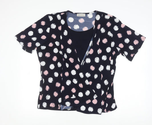 Bassini Women's Multicoloured Polka Dot Wrap Blouse XL