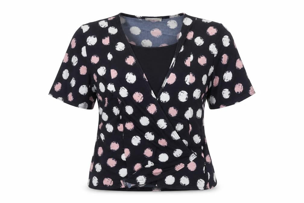 Bassini Women's Multicoloured Polka Dot Wrap Blouse XL
