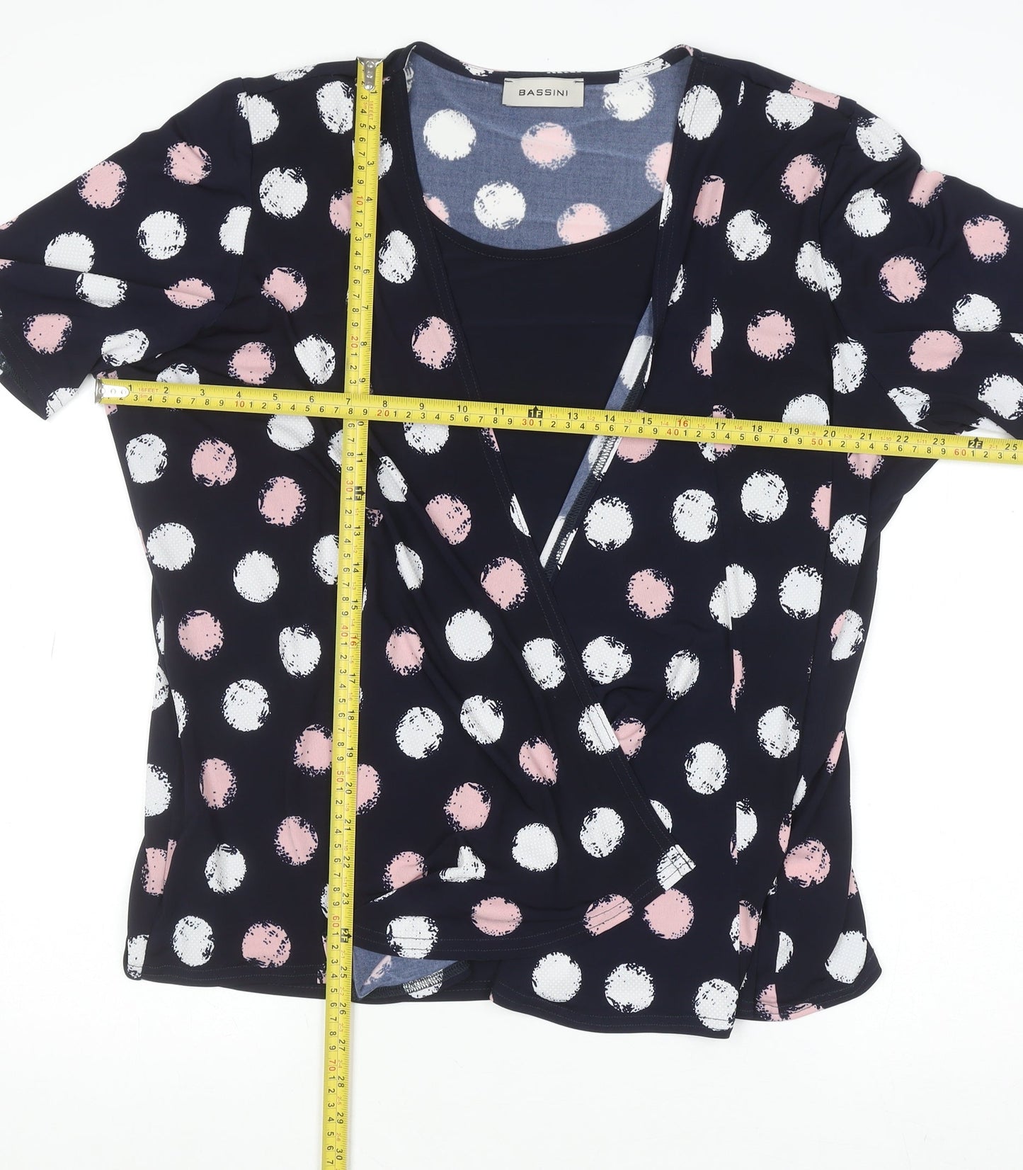 Bassini Women's Multicoloured Polka Dot Wrap Blouse XL