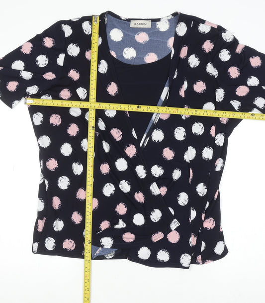 Bassini Women's Multicoloured Polka Dot Wrap Blouse XL
