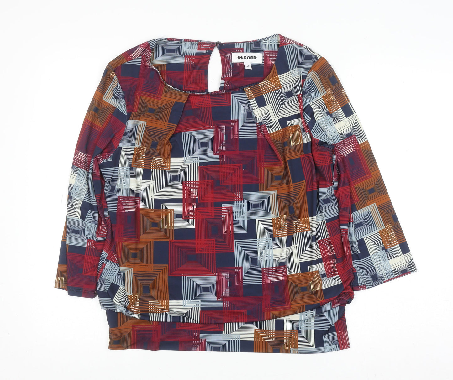 Gerard Womens Multicoloured Geometric Tunic Blouse Size 14