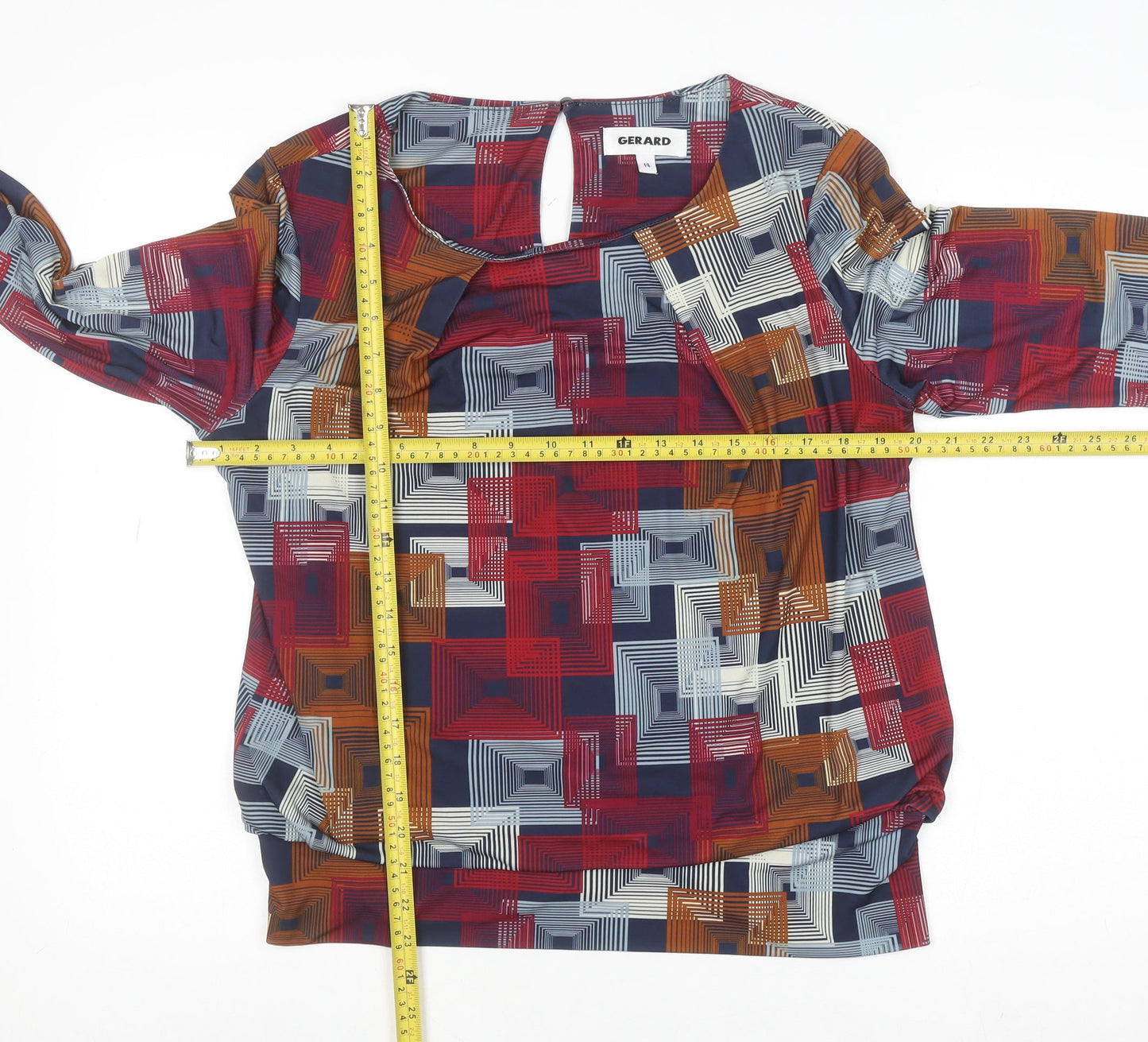 Gerard Womens Multicoloured Geometric Tunic Blouse Size 14
