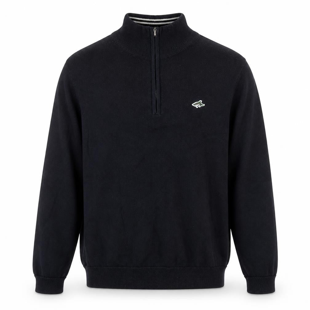 Le Shark Men Black Small Cotton 1/4 Zip High Neck Jumper
