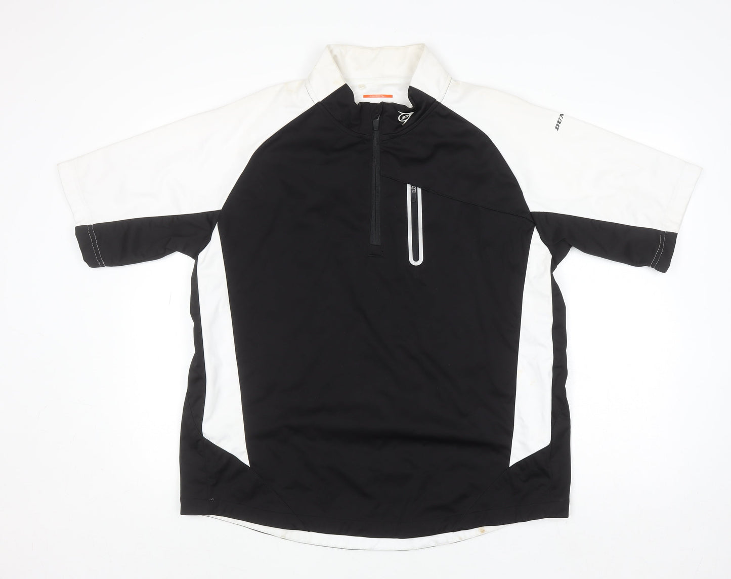 Dunlop Sport Men's Black White XL 1/4 Zip Polyester Activewear Top