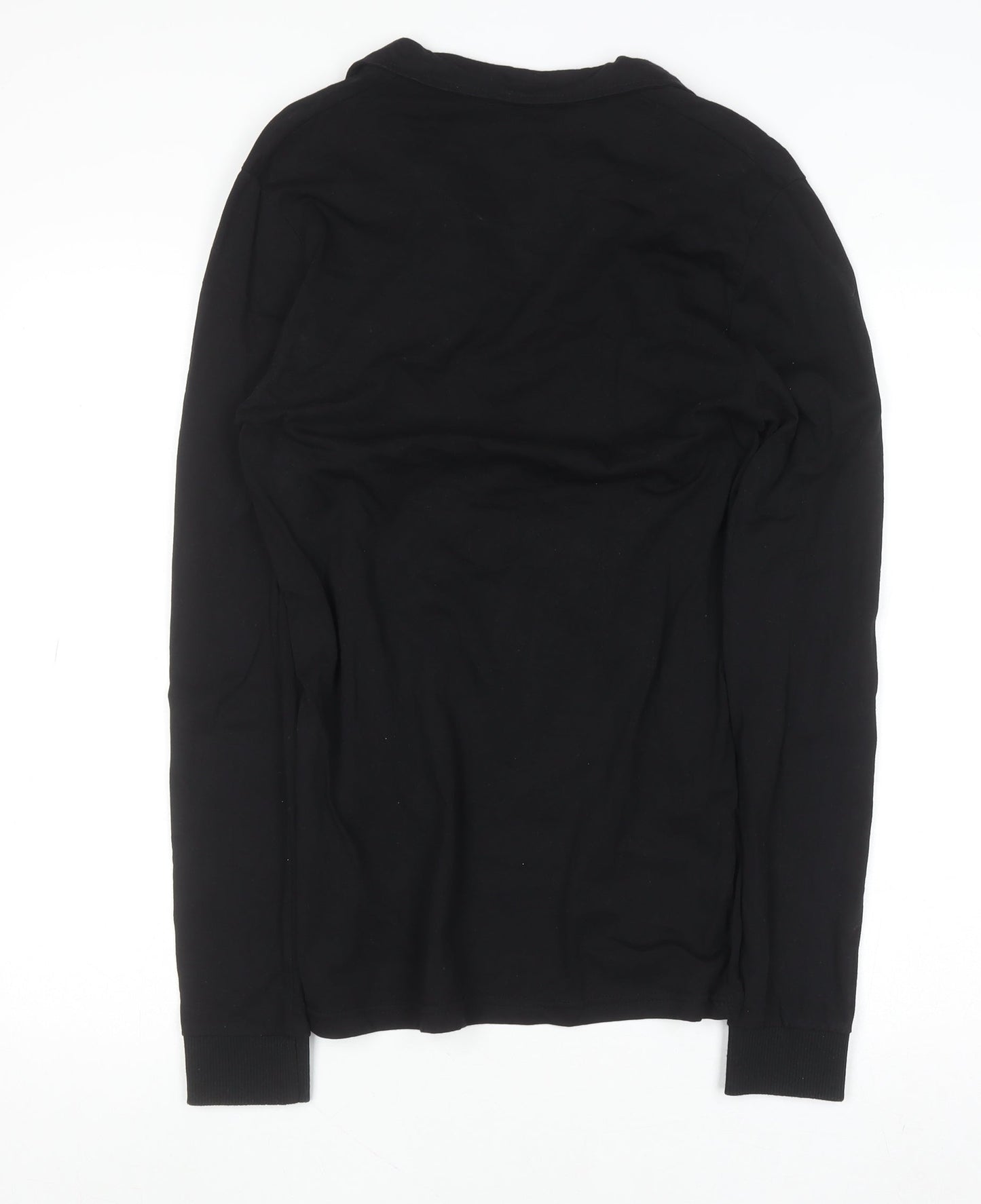 boohooMAN Men's Black Geometric Long Sleeve Cotton Button-Up Shirt S