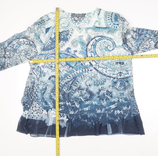 Jessica Graaf Women's Blue Paisley Lace Tunic Blouse 2XL