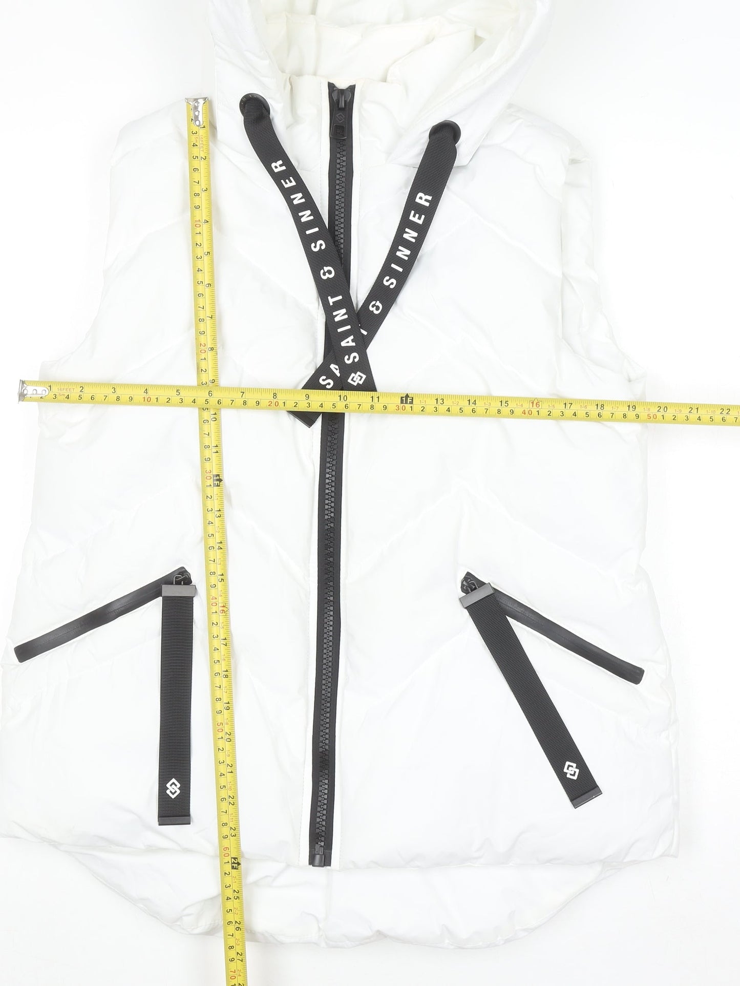 Saint & Sinner Women’s White Hooded Puffer Waistcoat Size 10