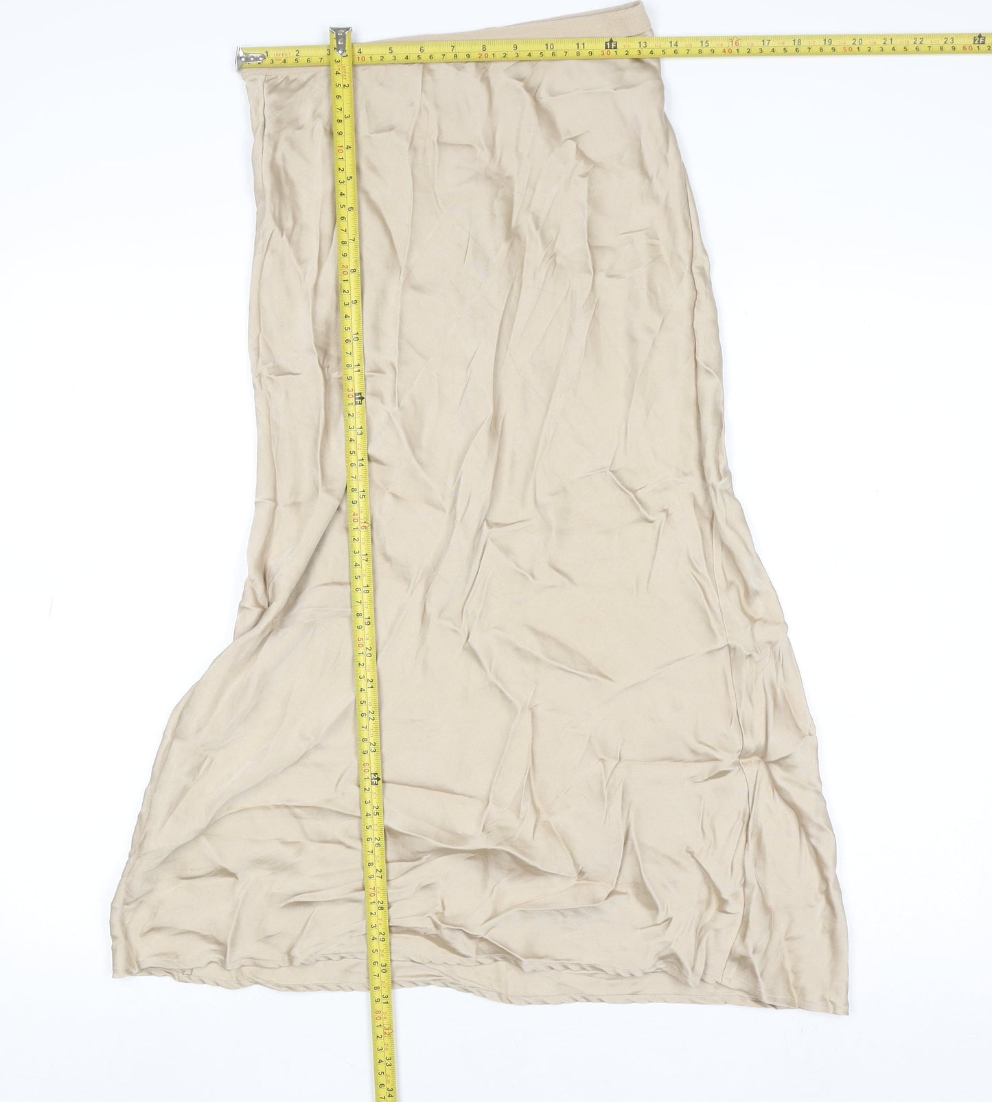 Anine Bing Womens Beige Silk Midi A-Line Skirt Size S