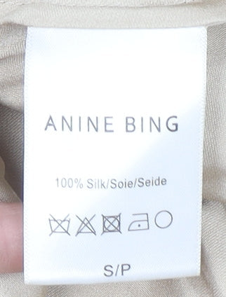 Anine Bing Womens Beige Silk Midi A-Line Skirt Size S
