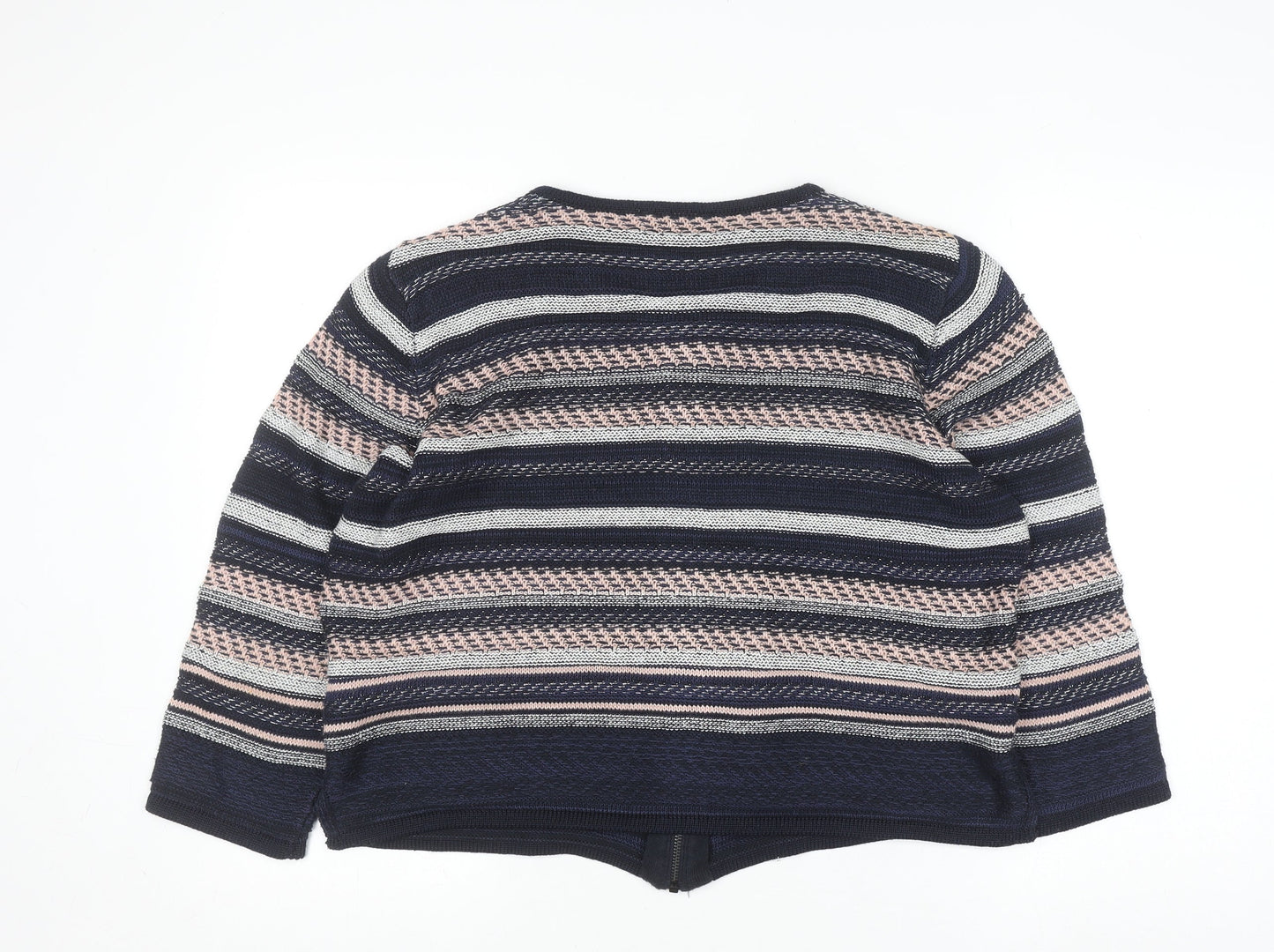 Marks and Spencer Women’s Navy Mix Striped Full Zip Cardigan Size 16