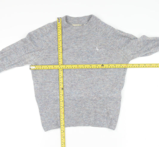 Jack Wills Women's Grey Crew Neck Wool-Blend Pullover Jumper Size 6
