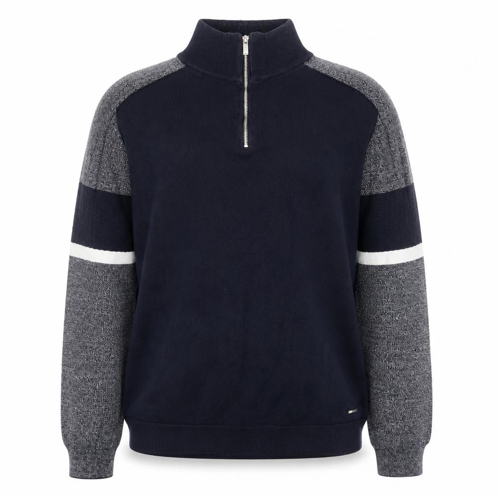 Next Men’s Blue 2XL Half Zip Cotton Jumper High Neck Knitwear