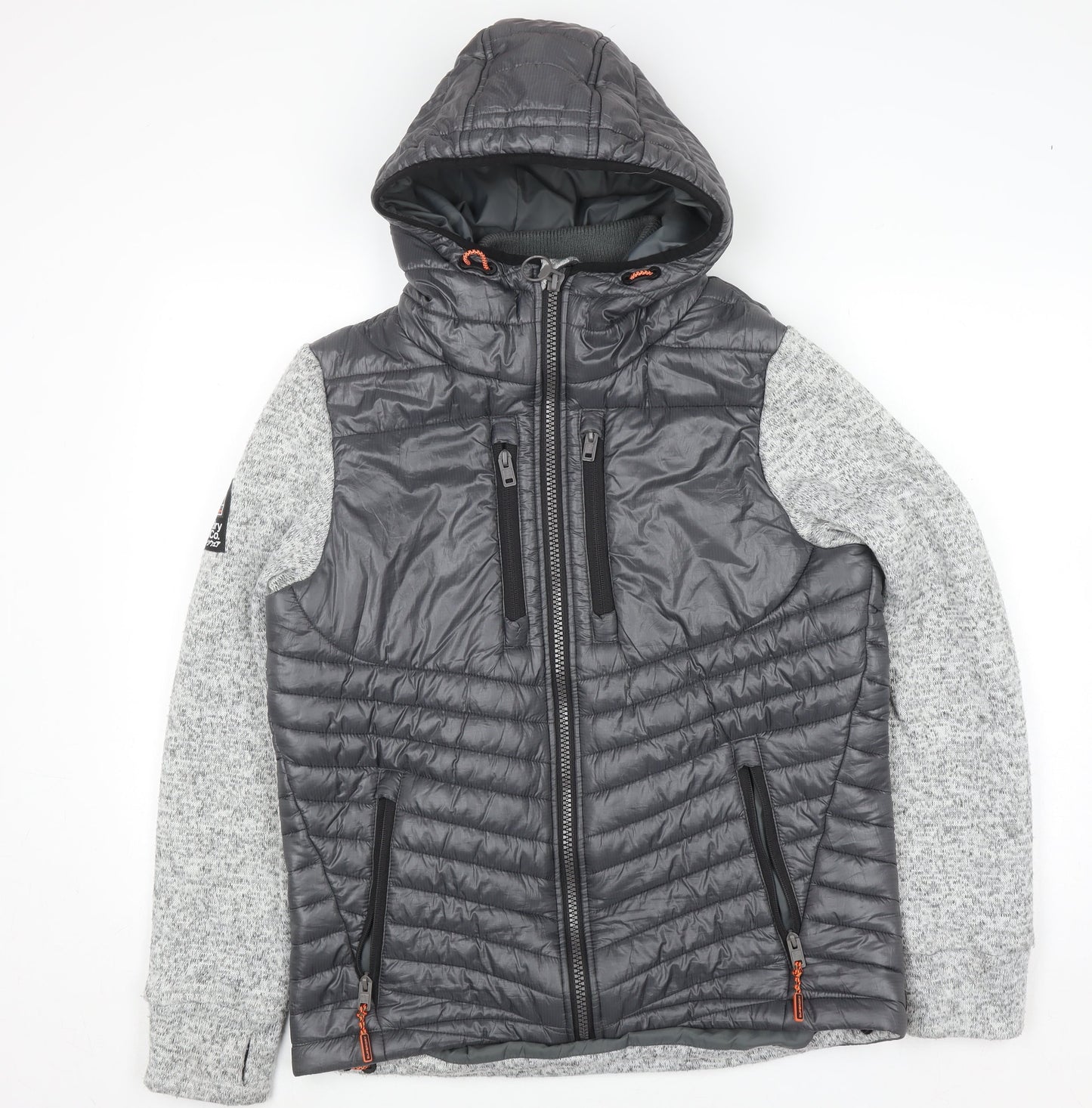 Superdry Men's Grey Storm Puffer Hooded Jacket L Regular Outdoor