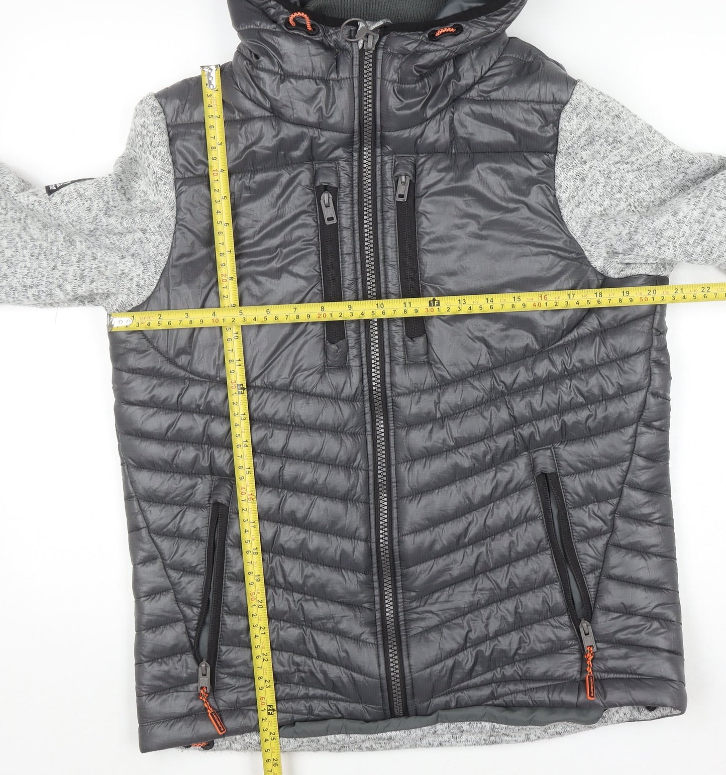 Superdry Men's Grey Storm Puffer Hooded Jacket L Regular Outdoor