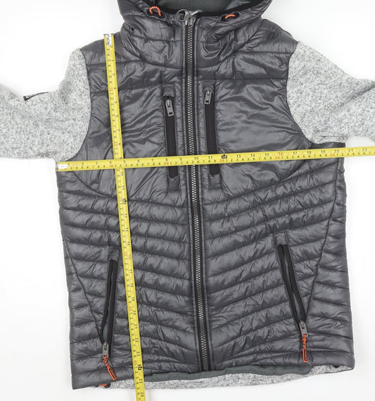 Superdry Men's Grey Storm Puffer Hooded Jacket L Regular Outdoor