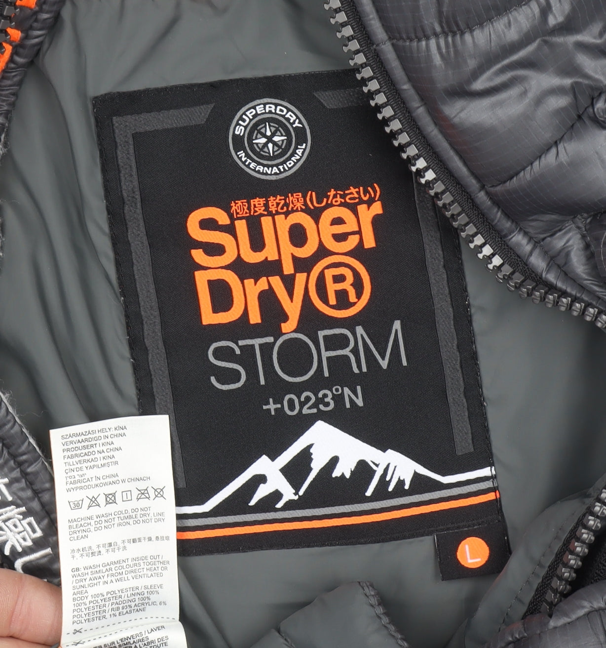 Superdry Men's Grey Storm Puffer Hooded Jacket L Regular Outdoor