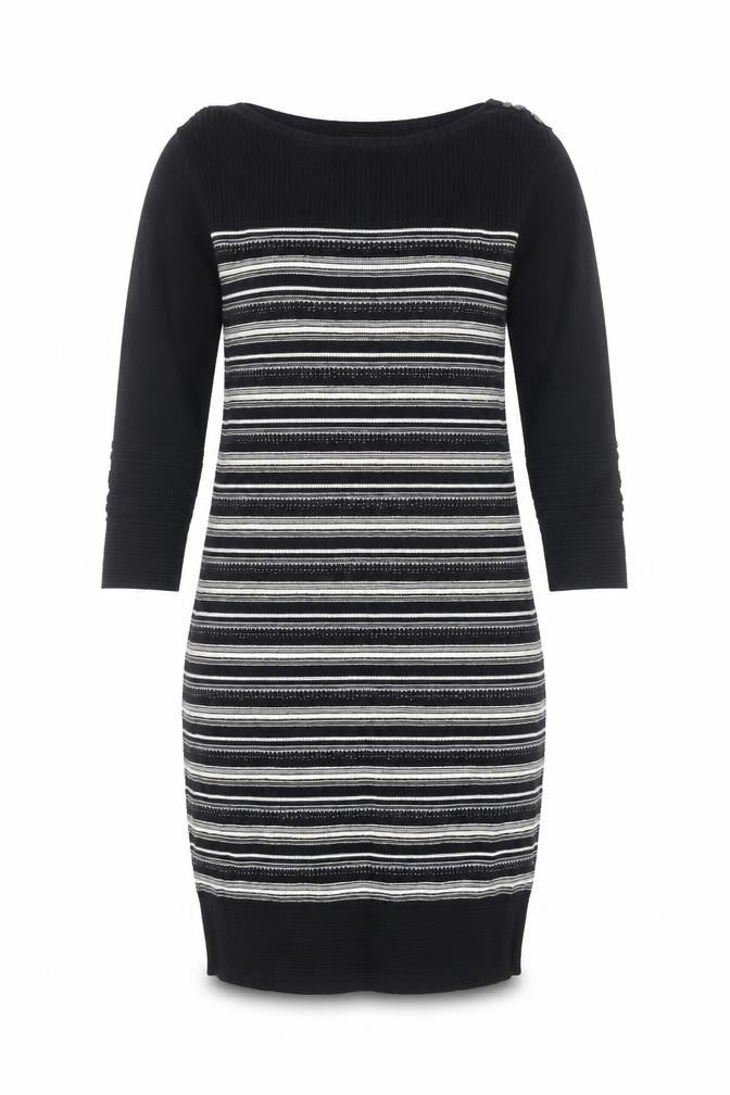 Monsoon Womens Black Striped Cotton Knit Jumper Dress Size 8