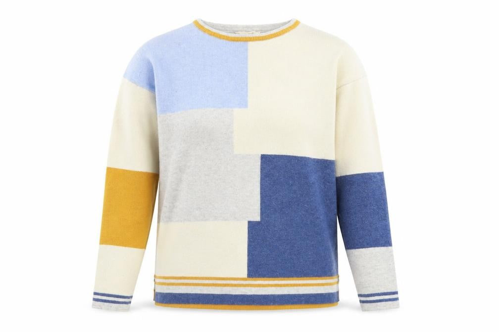 White Stuff Womens Multicoloured Cotton Blend Crew Neck Jumper Size 8