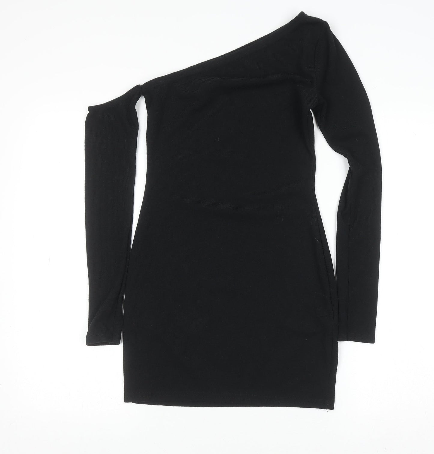 PrettyLittleThing Women Black Size 10 One Shoulder Bodycon Mini Dress