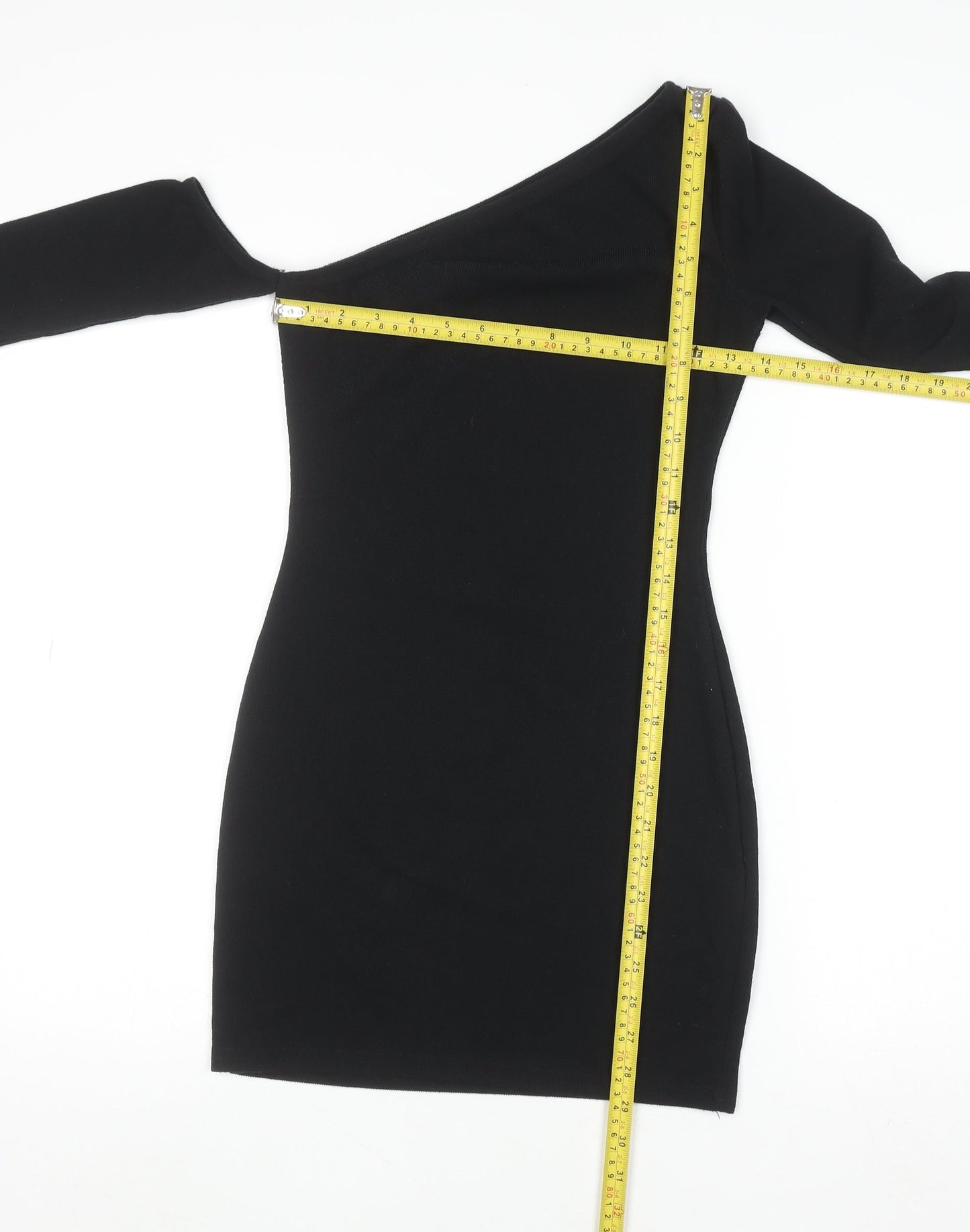 PrettyLittleThing Women Black Size 10 One Shoulder Bodycon Mini Dress