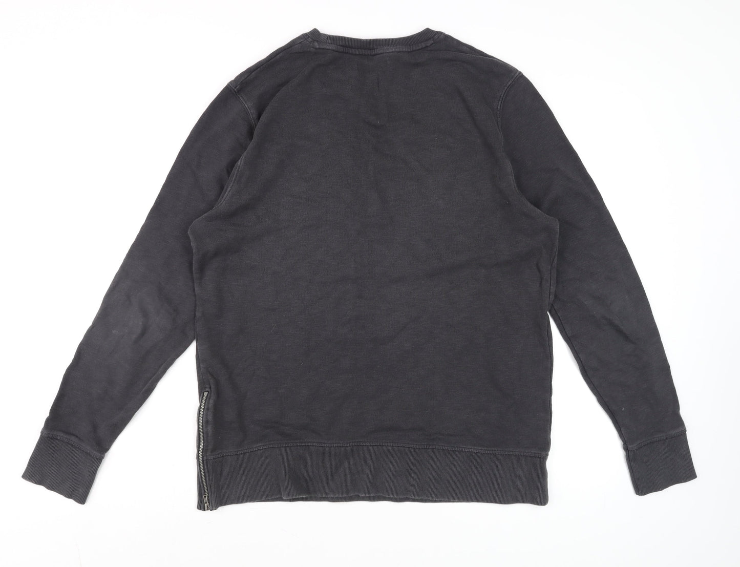 River Island Men's Black Cotton Pullover Sweatshirt M Regular Fit