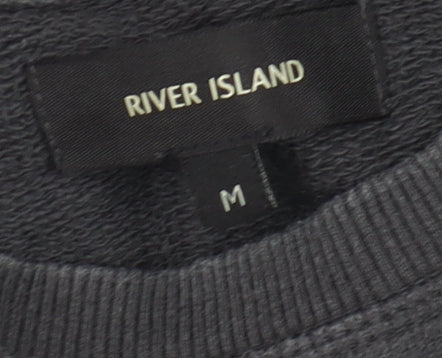 River Island Men's Black Cotton Pullover Sweatshirt M Regular Fit