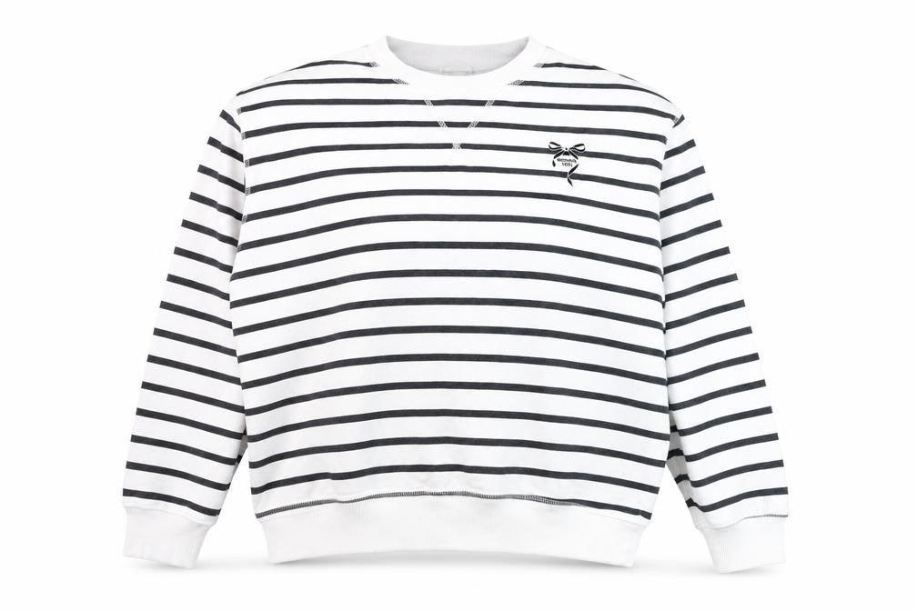 H&M Women's White Black Striped Pullover Sweatshirt Size S