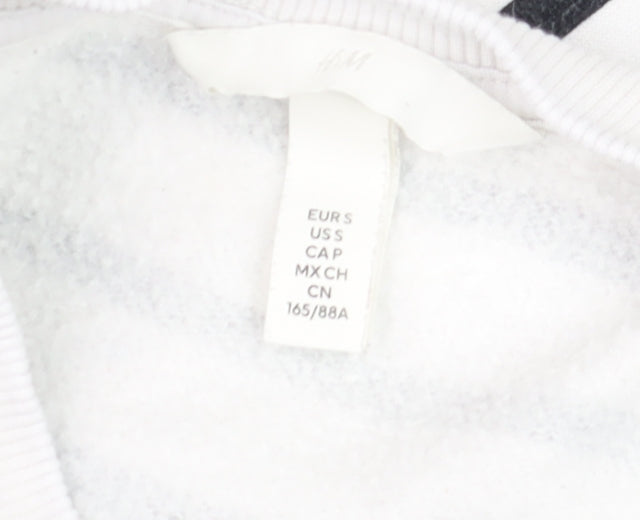 H&M Women's White Black Striped Pullover Sweatshirt Size S